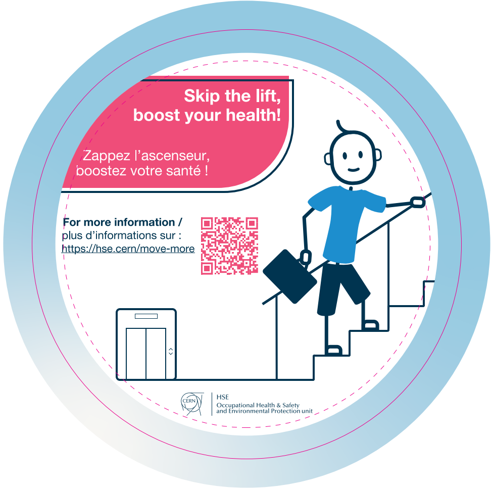 Une sticker aficheé dans les ascenceurs de vous rapeller a prenez l'escalier